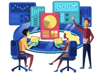 Developers collaborating on computer