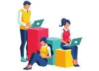 People sitting and working on their laptops